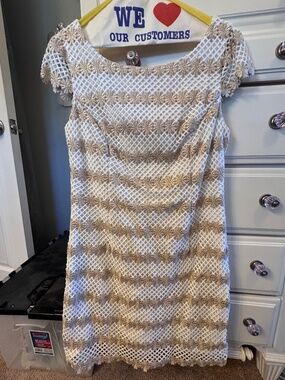 Lilly Pulitzer White and Gold Striped Mini Dress